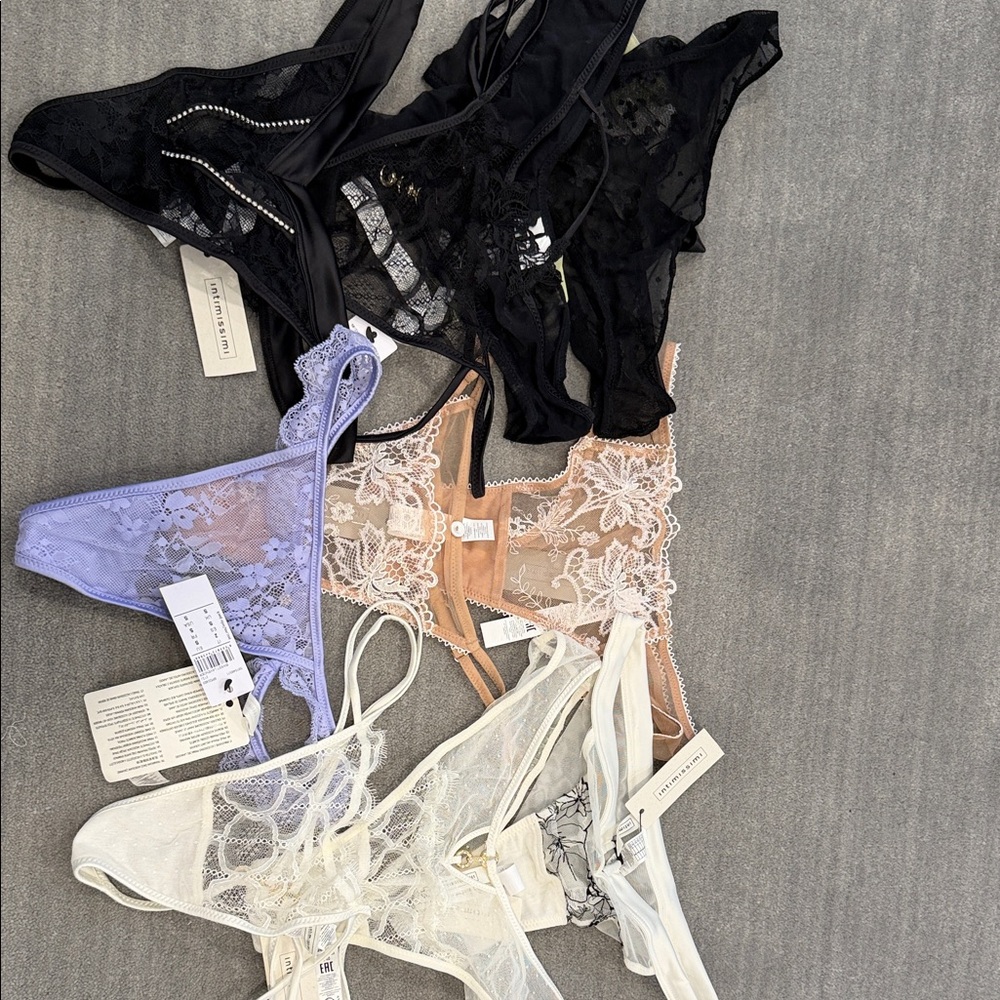 NWT Intimissimi Lace Panties Set - Black, Purple, Tan, White